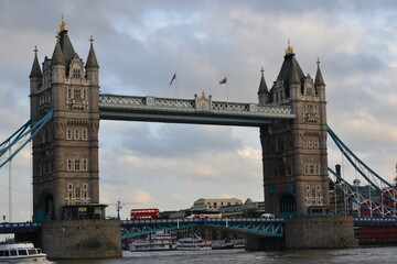 Fototapeta na wymiar UK, London, 12.11.2022: Tower Bridge is a famous touristic place that also used by transport