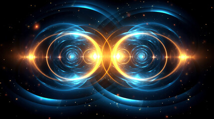 Obraz premium Two circles of energy abstract magic background generative ai