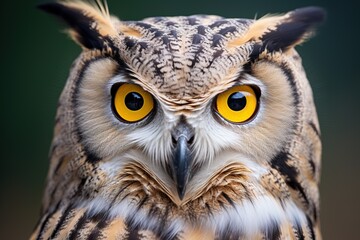 Obraz premium Close up shot of Owl face with big yellow eyes