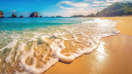 A tranquil beach with water arriving onshore - Powered by Adobe