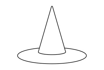 witch hat flat icon Halloween minimalistic line symbol black outline sign artwork