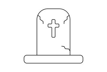 grave flat icon Halloween minimalistic line symbol black outline sign artwork
