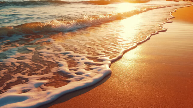 A tranquil beach with water edging onshore