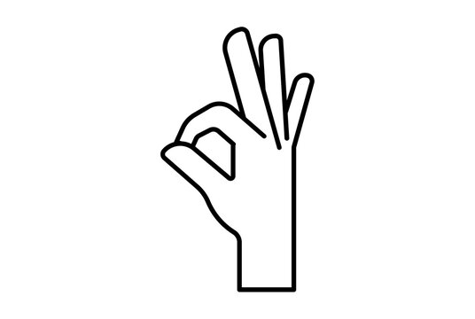okay hand icon gesture line symbol web app sign