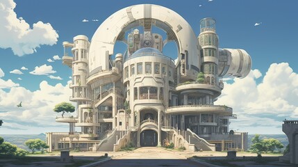 Giant statue of buddha. AI generated art illustration.