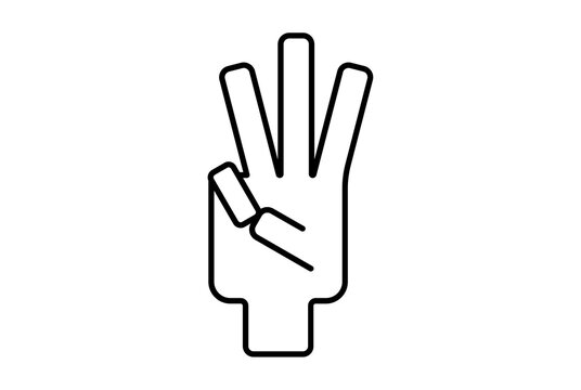 three fingers outline hand icon gesture line symbol web app sign