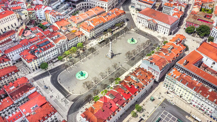 Lisbon, Portugal - Aerial view of Rossio square in Lisboa.