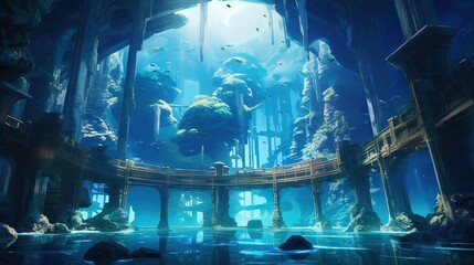 World in the cave. AI generated art illustration.