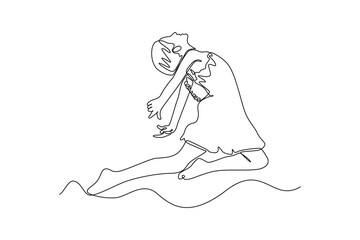 Continuous one line drawing of Happy free people flying, floating and jumping in air. Freedom concept. Doodle vector illustration in simple linear style. 