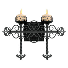 Fototapeta na wymiar 3d rendering gothic ornamented candle holder isolated
