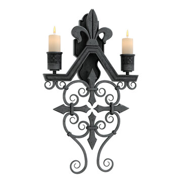 3d rendering gothic ornamented candle holder isolated