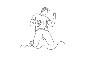 Single one line drawing Happy free people flying, floating and jumping in air. Freedom concept. Continuous line draw design graphic vector illustration.