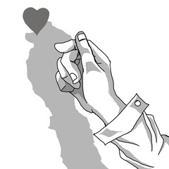 a man with his love symbol