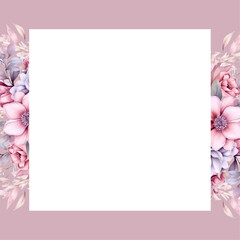 watercolor illustration of colorful flowers border