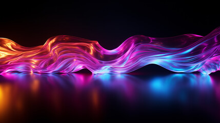 Fototapeta na wymiar 3D render Abstract futuristic background. Glowing wave and neon lines