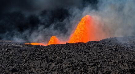 majestic volcano in high resolution eruption