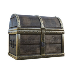 3d rendering old wooden chest isolated