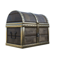 3d rendering old wooden chest isolated