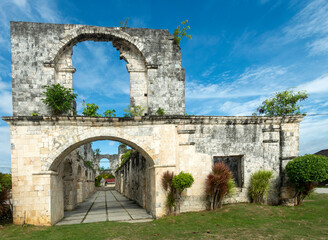 Fototapeta na wymiar The Cuartel Ruins,relic of Spanish colonialism in Oslob,south-eastern Cebu Island,The Philippines.