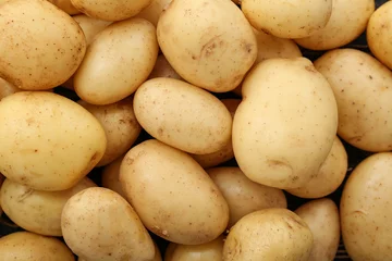 Foto op Plexiglas Texture of raw potatoes as background © Pixel-Shot