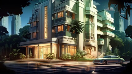 Naklejka premium Luxury hotel state. AI generated art illustration.