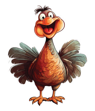 Naklejki Thanksgiving funny cartoon character turkey bird