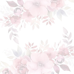 wedding invitation set with pink flower garden watercolor