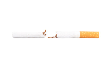 broken cigarette isolated on white background