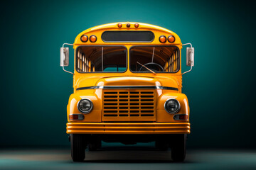 School yellow bus. Back to school concept. Background with selective focus and copy space