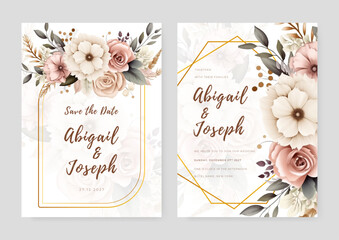 Luxury wedding invitation, birthday and Mothers Day cards, flyer, poster, banner, brochure, email header, post in social networks.
