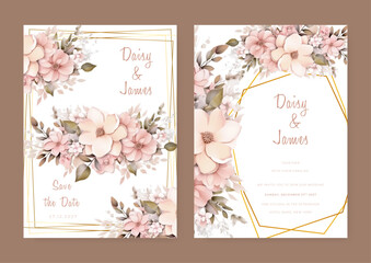Fototapeta na wymiar Watercolor vector set of wedding invitation card templates.