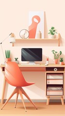 Cute flat vector and colorful ambient poster illustration made with Generative AI
