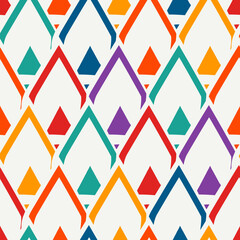 Paint brush seamless pattern. Freehand grunge design background. Scale, triangle motif ornament. Trendy handdrawn geometric print