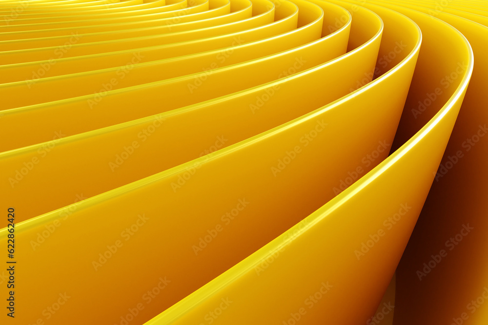 Aufkleber yellow background. curved lines go into distance. wallpaper on abstract theme. bright background for