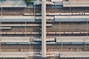 Aerial view of Samastipur Train station, Bihar, India.