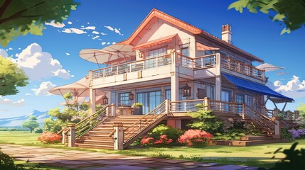 Church in the village of saint james. AI generated art illustration.