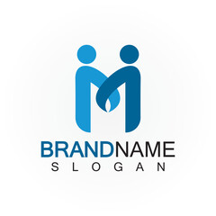 M Letter people concept Logo Template Vector Illustration