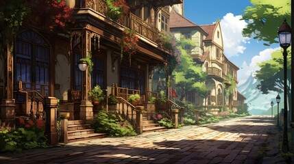 Church in the village of saint james. AI generated art illustration.