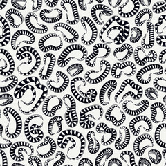 Abstract seamless pattern with microbe, virus, bacteria. Trendy doodle print. Modern sketch background. Hand drawn repeating amorphous spots wallpaper. Organic motif backdrop