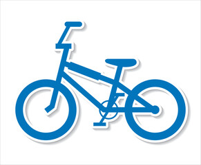 Fototapeta premium 白い縁線と影がついた自転車、BMXのアイコン、イラスト、ピクトグラム