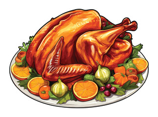 Thanksgiving dinner roasted turkey vector