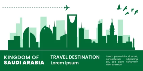 Papier Peint photo Vert  Kingdom of Saudi Arabia travel destination grand vector illustration.