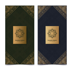 Fototapeta premium Set of luxury retro labels with calligraphic vector logo. Antique monogram collection.