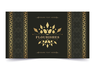 Luxury ornament greeting card vector template