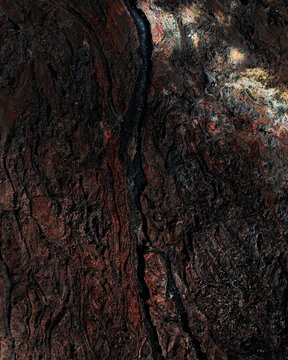 Aerial view of lava dried at Geldingadalir Volcano, Grindav&iacute;k, Southern Peninsula Region, Iceland.
