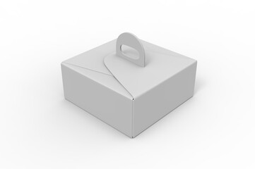 Blank cake pastry paper box packaging for branding. 3d illustration.