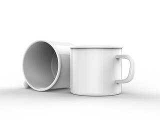 Enamel Mug Mock Up Blank 3D template illustration.
