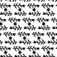 Abstract monochrome seamless ethnic pattern