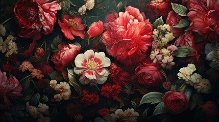 Delicate floral background in red and pink shades