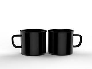 Enamel Mug Mock Up Blank 3D template illustration.